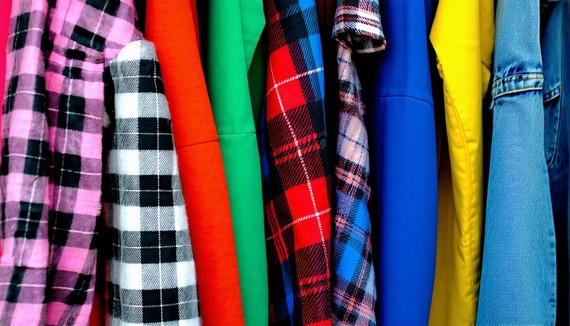 Close-up of authentic 90s fashion pieces, showcasing fabrics, patterns, and silhouettes characteristic of the era Close-up of authentic 90s fashion pieces, showcasing fabrics, patterns, and silhouettes characteristic of the era